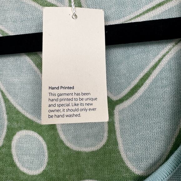 BODEN Knit 100% Cotton 3/4 Sleeve Sweater Dress Aqua Green Floral Size U.S. 12 - Picture 5 of 10